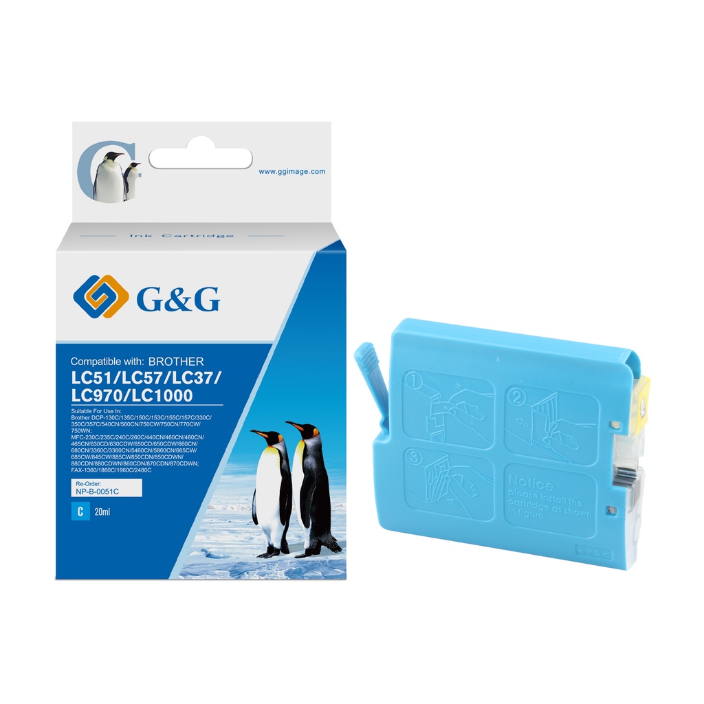 G&G Compatible Brother LC51C/LC1000C/LC970/37C Ink C