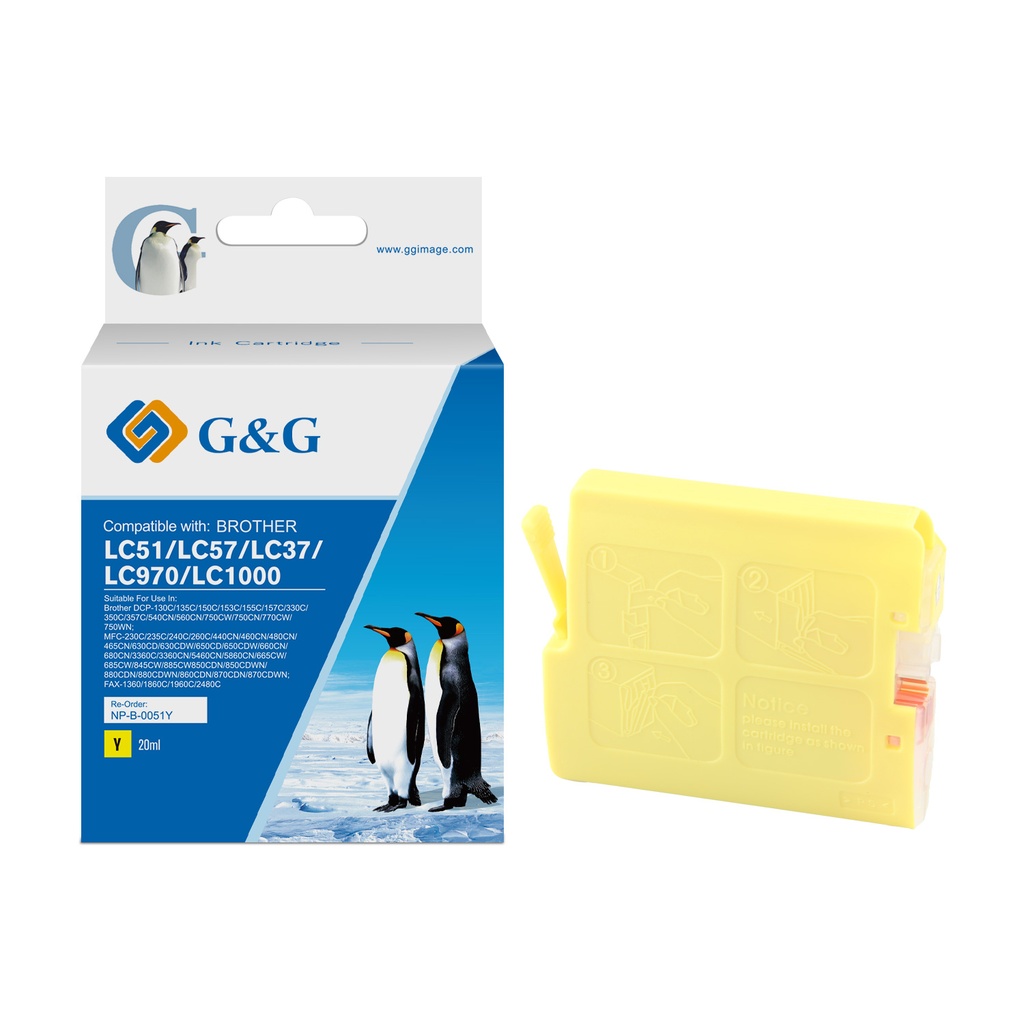 G&G Compatible Brother LC51Y/LC1000Y/LC970/37Y Ink Y