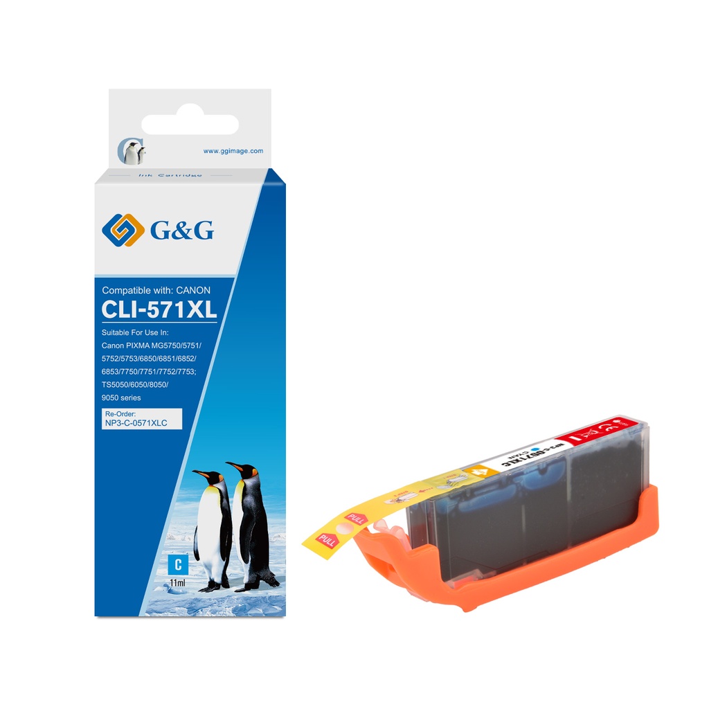 G&G Compatible Canon CLI-571XLC Ink C