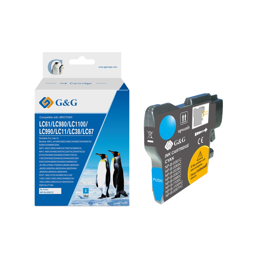 G&G Compatible Brother LC1100C/LC1100HC/LC980C Ink C