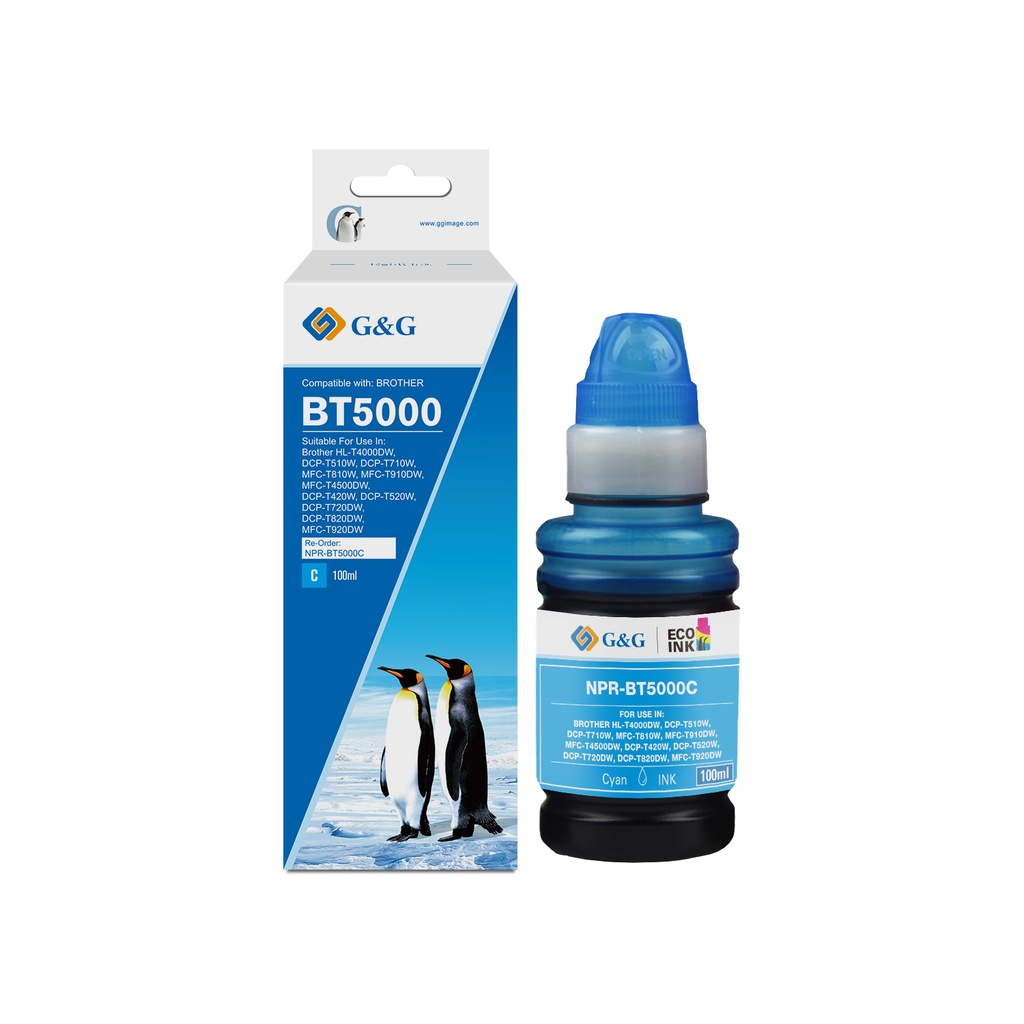 G&G Compatible Brother BT5000C Ecotank Ink Cyan