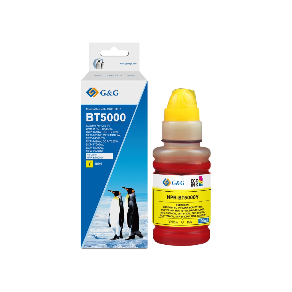 G&G Compatible Brother BT5000Y Ecotank Ink Yellow