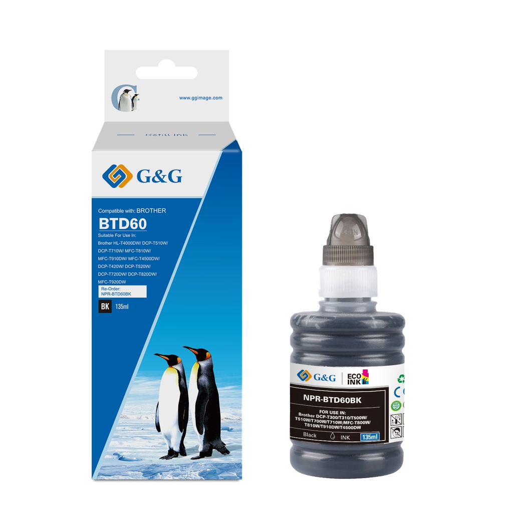 G&G Compatible Brother BTD60BK Ecotank Ink Black