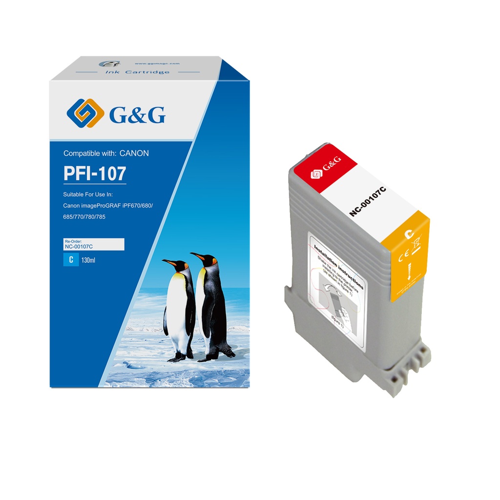 G&G Compatible Canon PFI-107C Ink Cyan