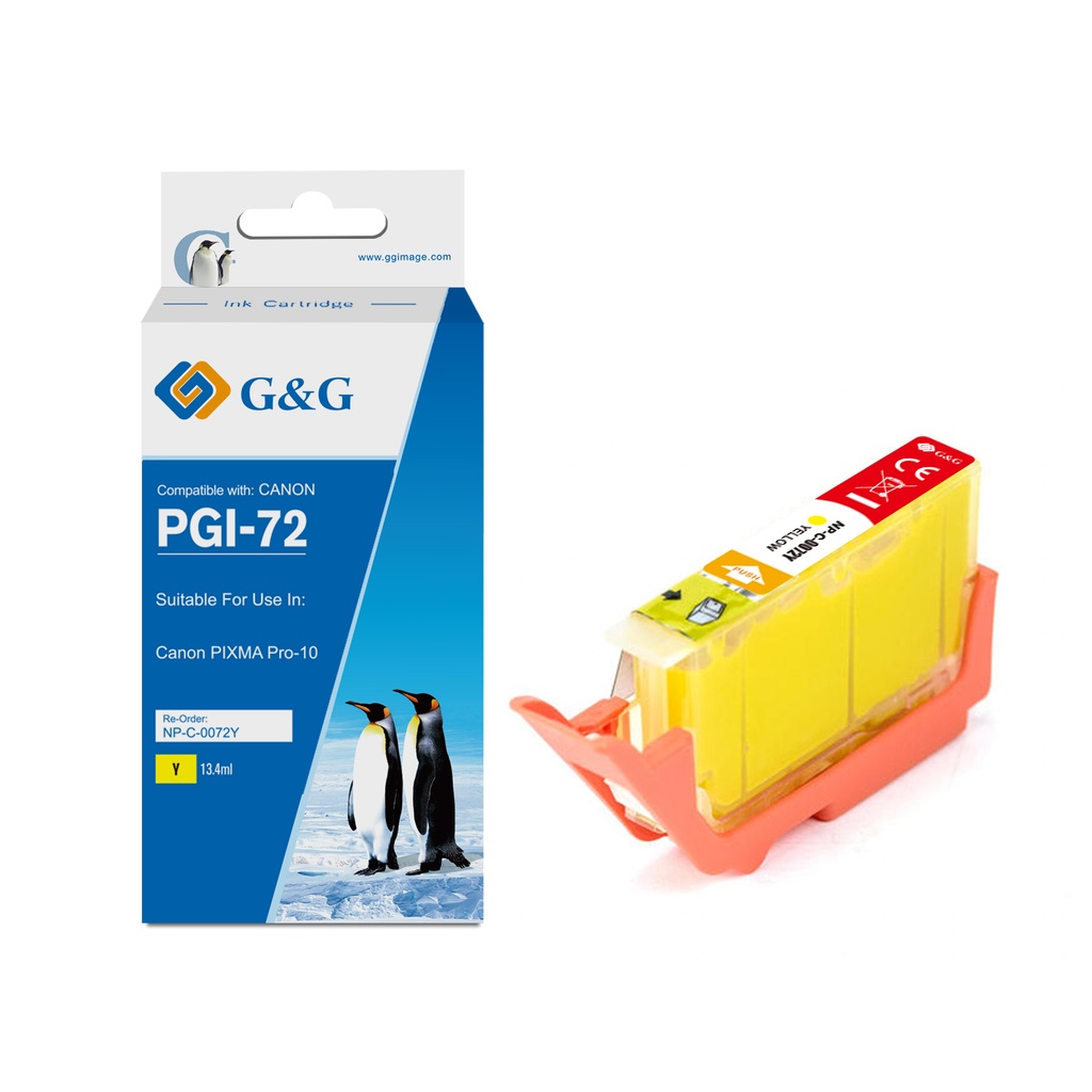 【202602下架 No Restock产品无库存无来货】G&G Compatible Canon PGI-72 Inkjet Cartridge Y(PG)[No Restock]