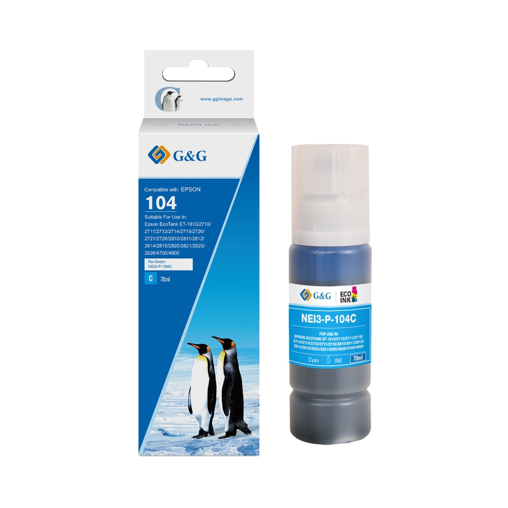 G&G Compatible Epson C13T00P240 Ecotank Ink Cyan