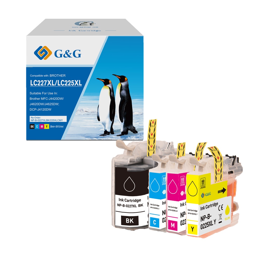 G&G Compatible Brother LC227XLBK/225XLC/225XLM/225XLY Ink BK/C/M/Y