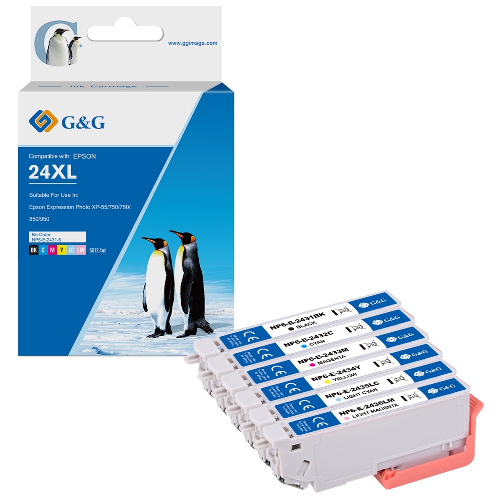 G&G Compatible Epson T2431/2432/2433/2434/2435/2436 Ink BK/C/M/Y