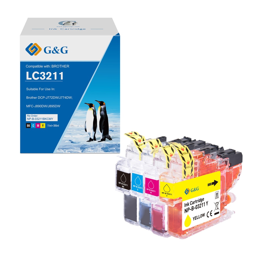 G&G Compatible Brother LC3211BK/LC3211C/LC3211M/LC3211Y Ink BK/C/M/Y