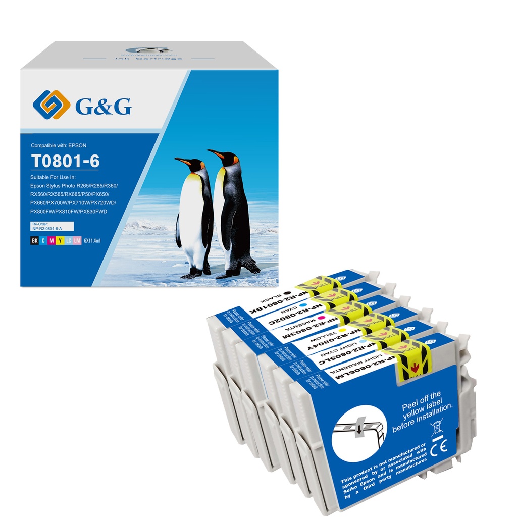 G&G Compatible Epson T0801/802/803/804/805/806 Ink BK/C/M/Y/LC/LM