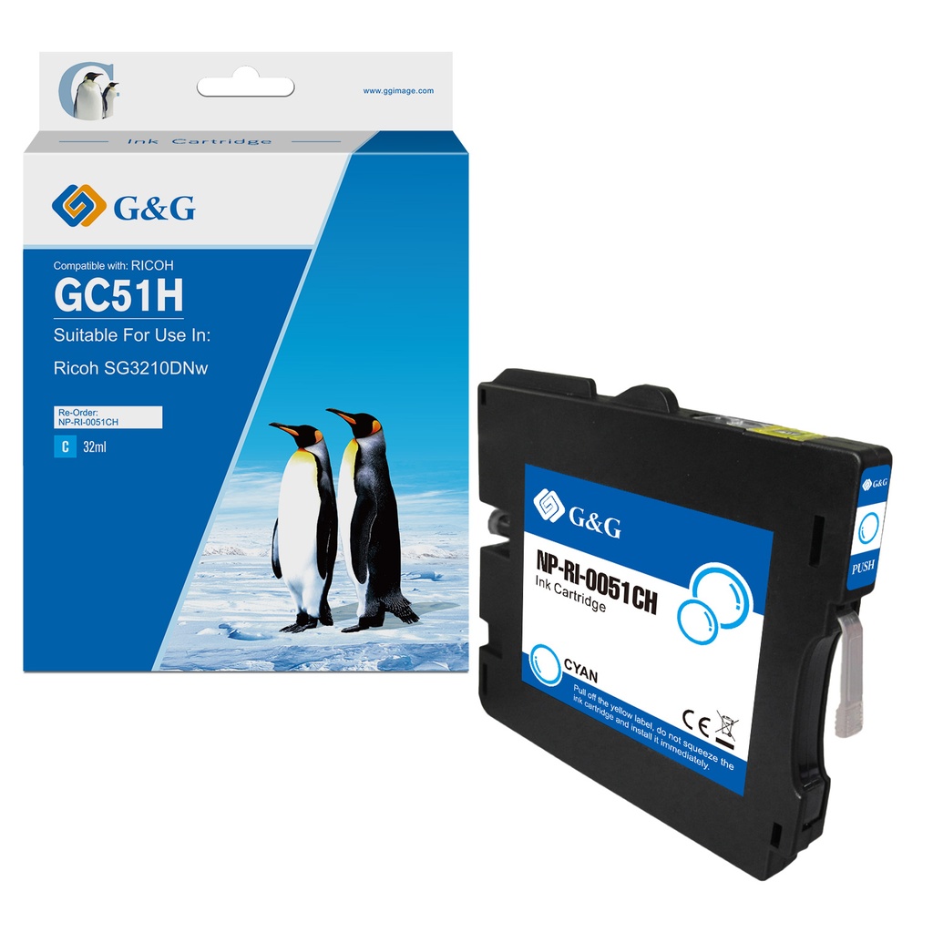 G&G Compatible Ricoh GC51HC Inkjet Cartridge Cyan