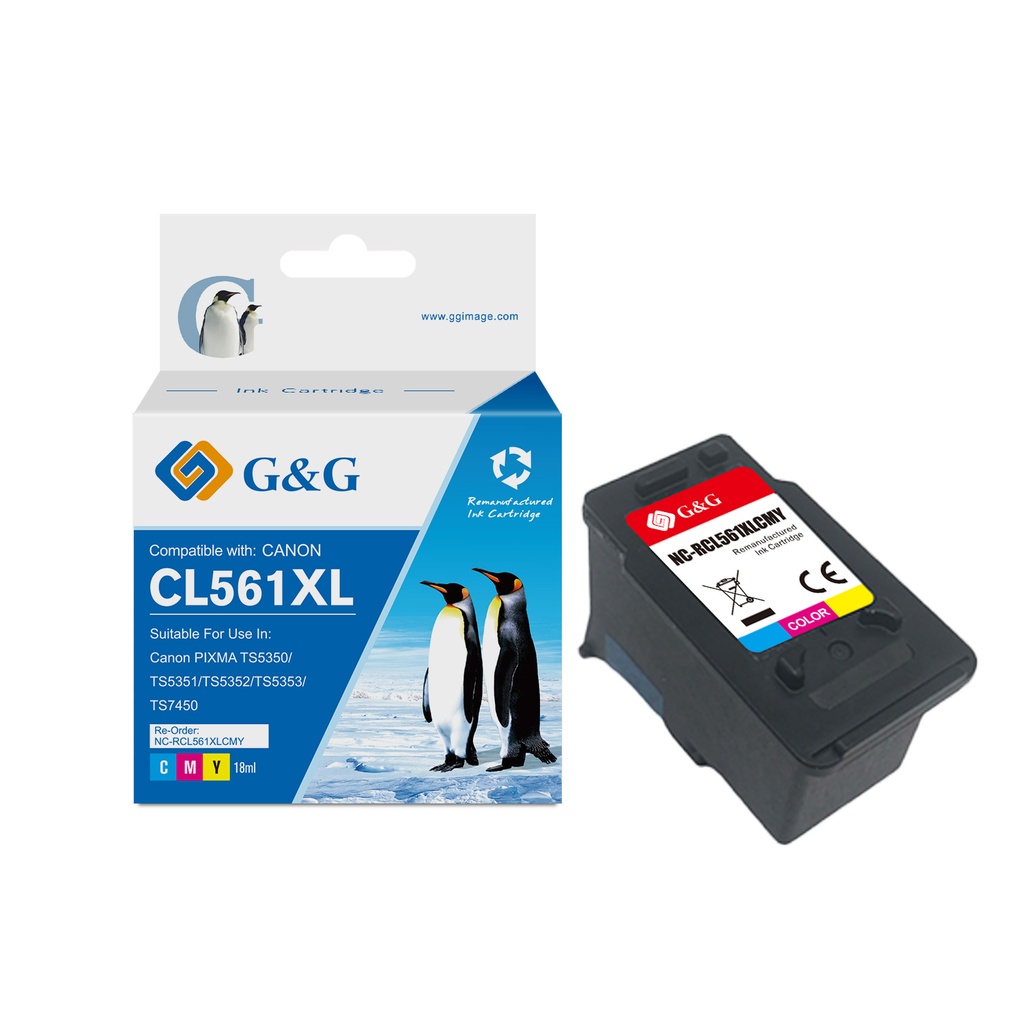 G&G Remanufactured Canon 3730C001 (CL-561XL) Inkjet Cartridge Cyan/Magenta/Yellow