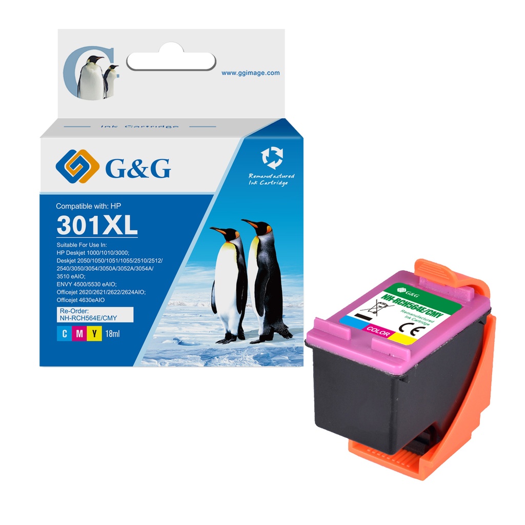 G&G Remanufactured HP CH564EE (301XL) Inkjet Cartridge Cyan/Magenta/Yellow