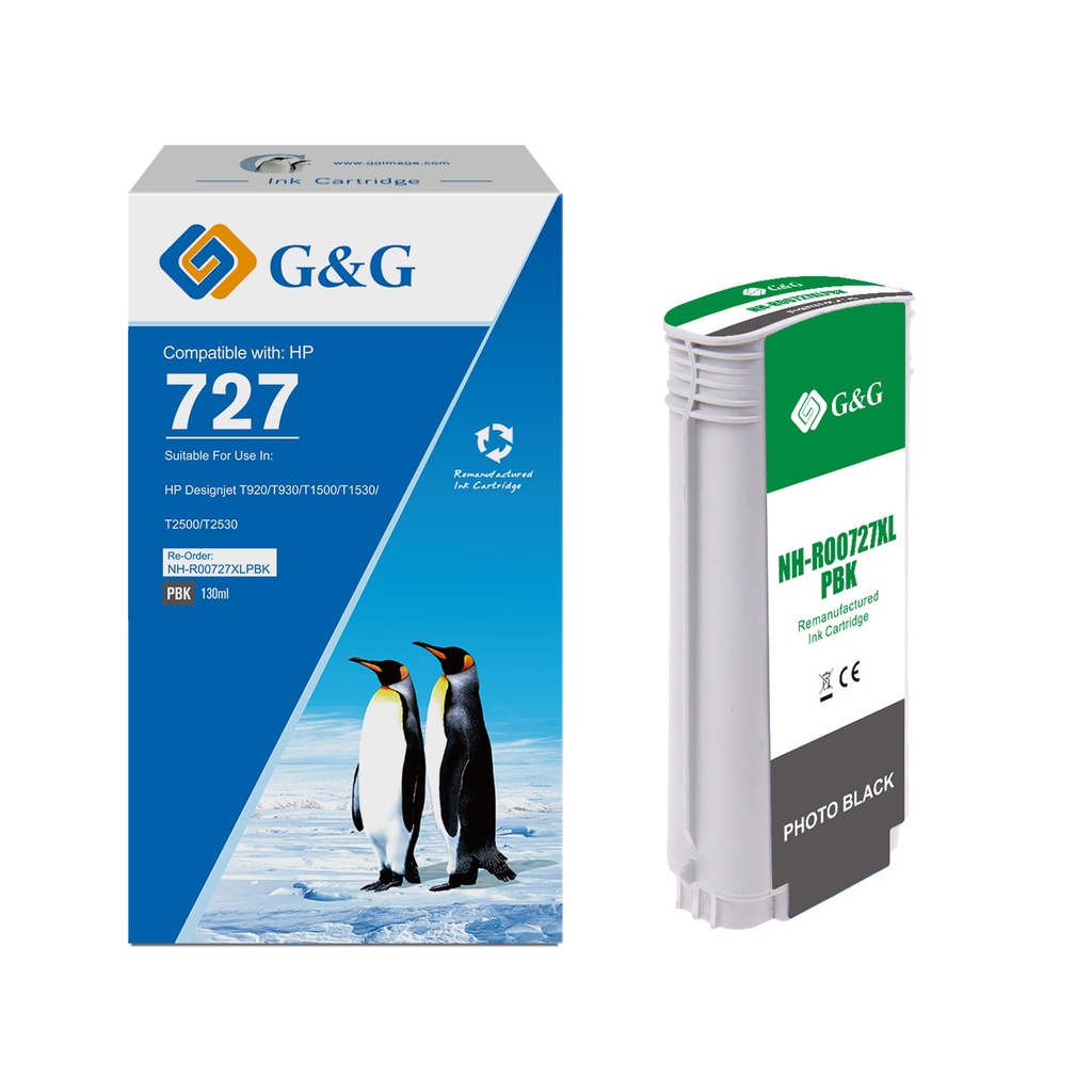 G&G Remanufactured HP B3P23A (727XL) Inkjet Cartridge PBK