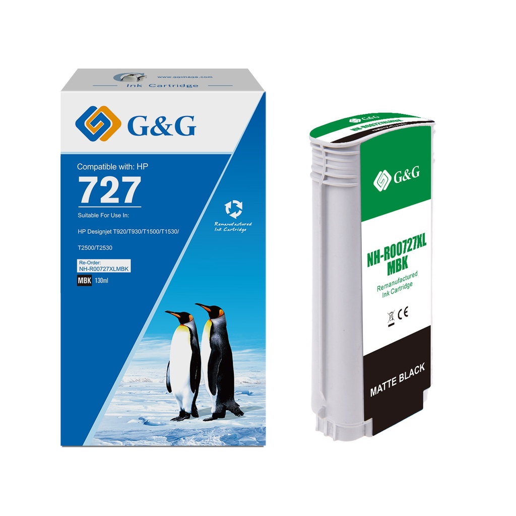 G&G Remanufactured HP 727XLMBK/HP B3P22A Inkjet Cartridge Matte Black