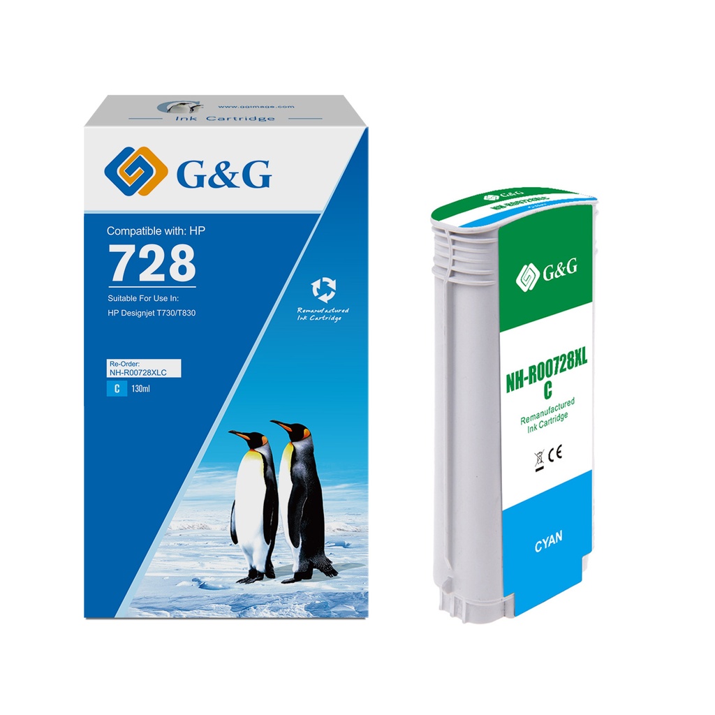 G&G Remanufactured HP F9J67A (728XL) Inkjet Cartridge C