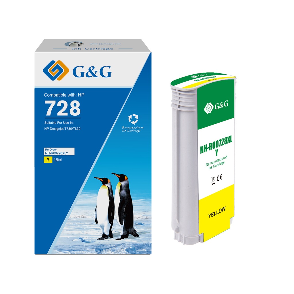 G&G Remanufactured HP F9J65A (728XL) Inkjet Cartridge Y