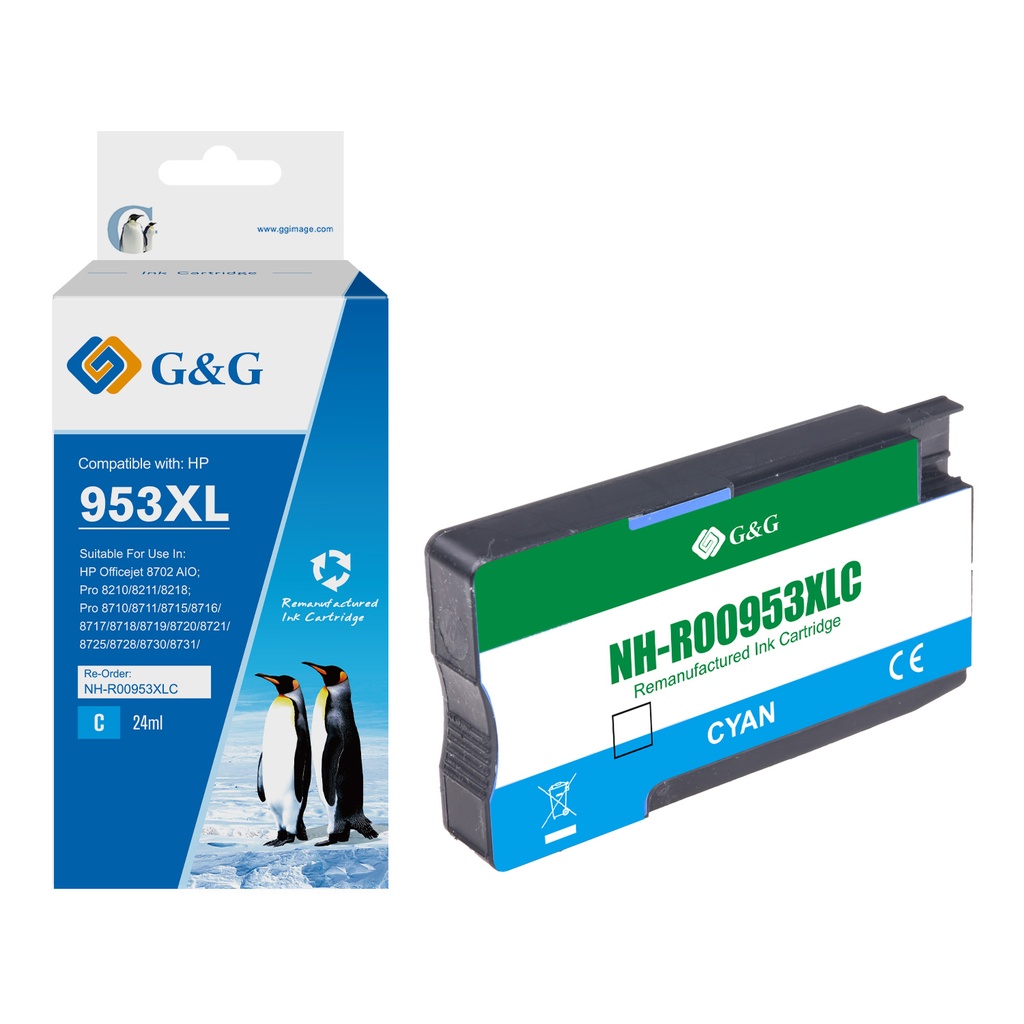 G&G Remanufactured HP F6U16AE (953XL) Inkjet Cartridge Cyan