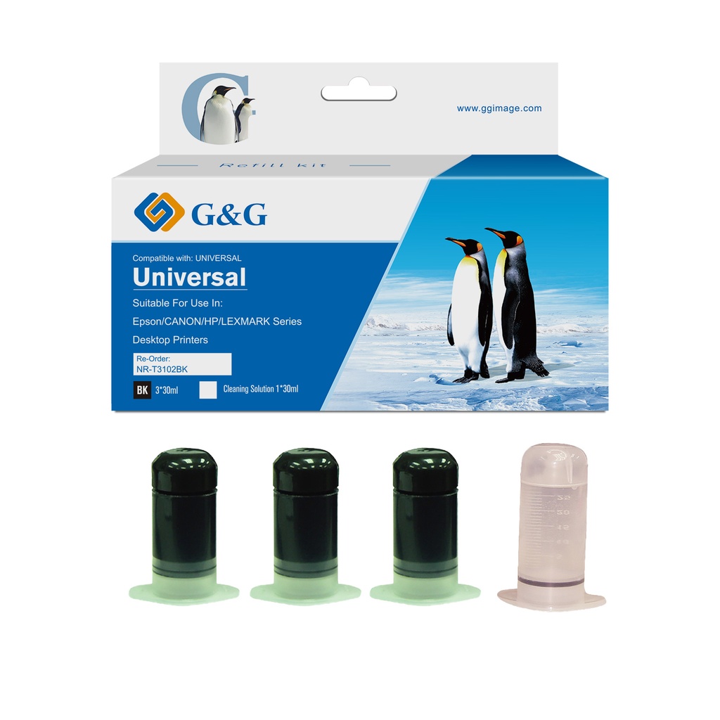 G&G Compatible Universal Epson, Canon, Brother, HP, Lexmark, Xerox, Compaq Okidata Black Cartridges Ink BK*4