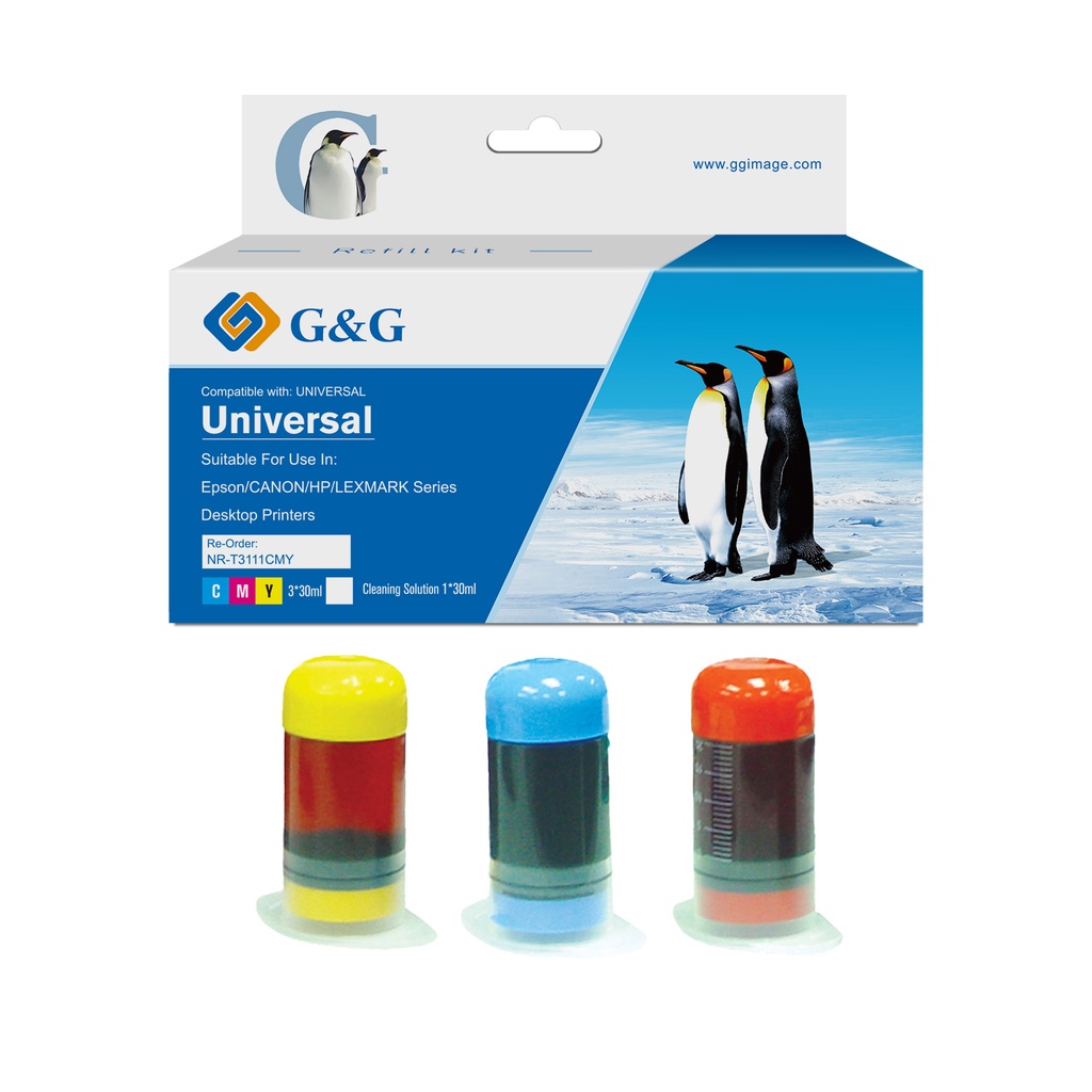 G&G Compatible All Epson, Canon, Brother, HP, Lexmark, Xerox, Compaq Okidata Color Cartridges Ink CMY+CLEANING