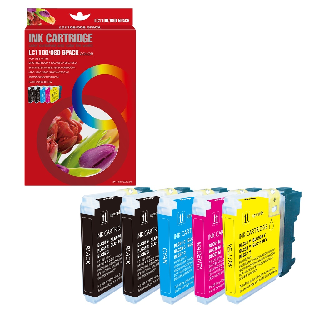 Red Box Compatible Brother LC1100/980BK*2/LC1100/980C/M/Y Ink