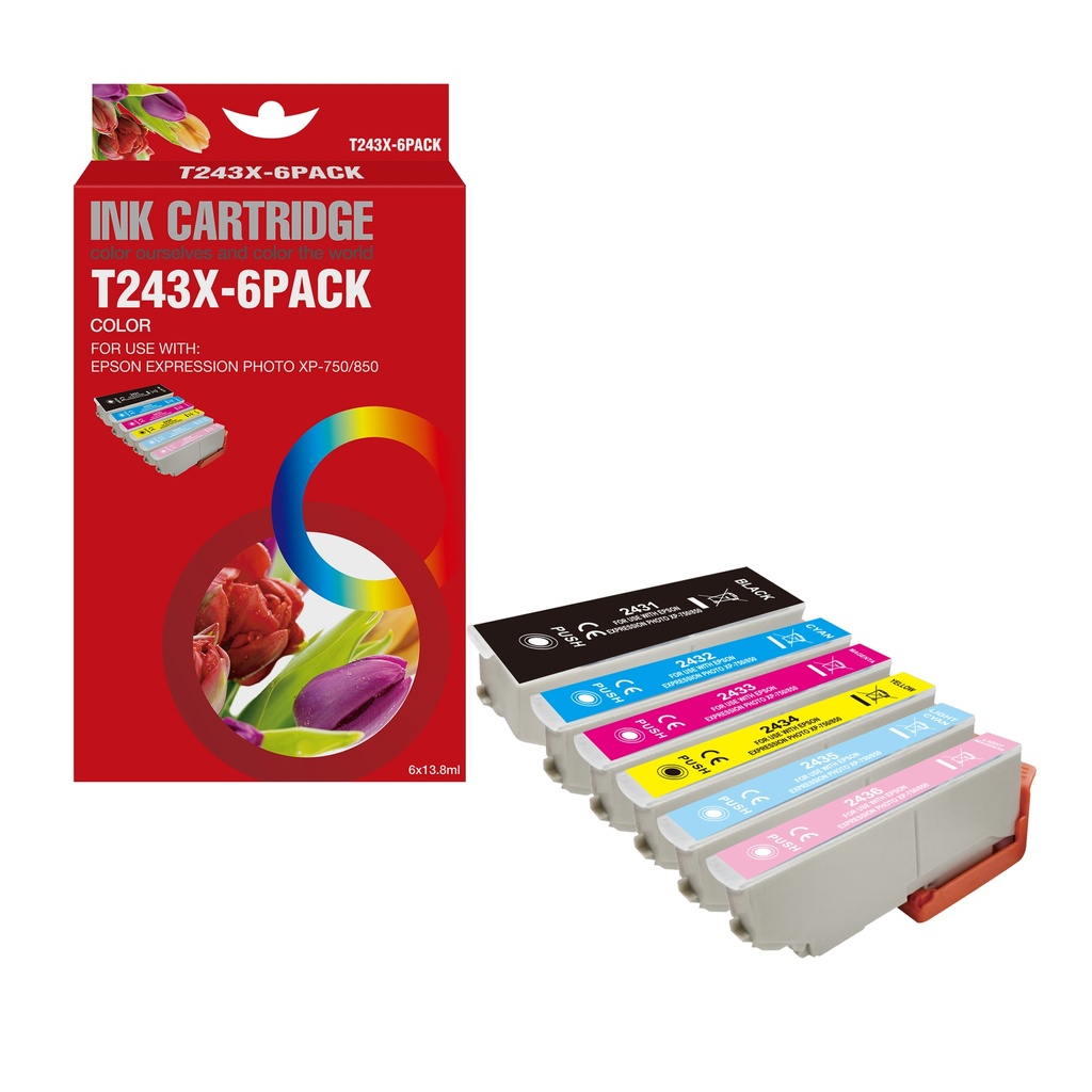 Red Box Compatible Epson T2431/2432/2433/2434/2435/2436 Ink BK/BK/C/M/Y