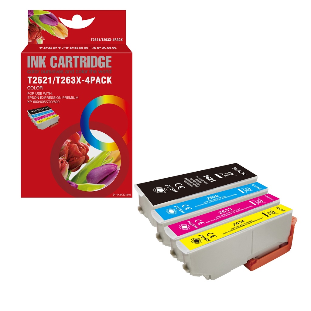 Red Box Compatible Epson T2621/2632/2633/2634 Ink BK/C/M/Y