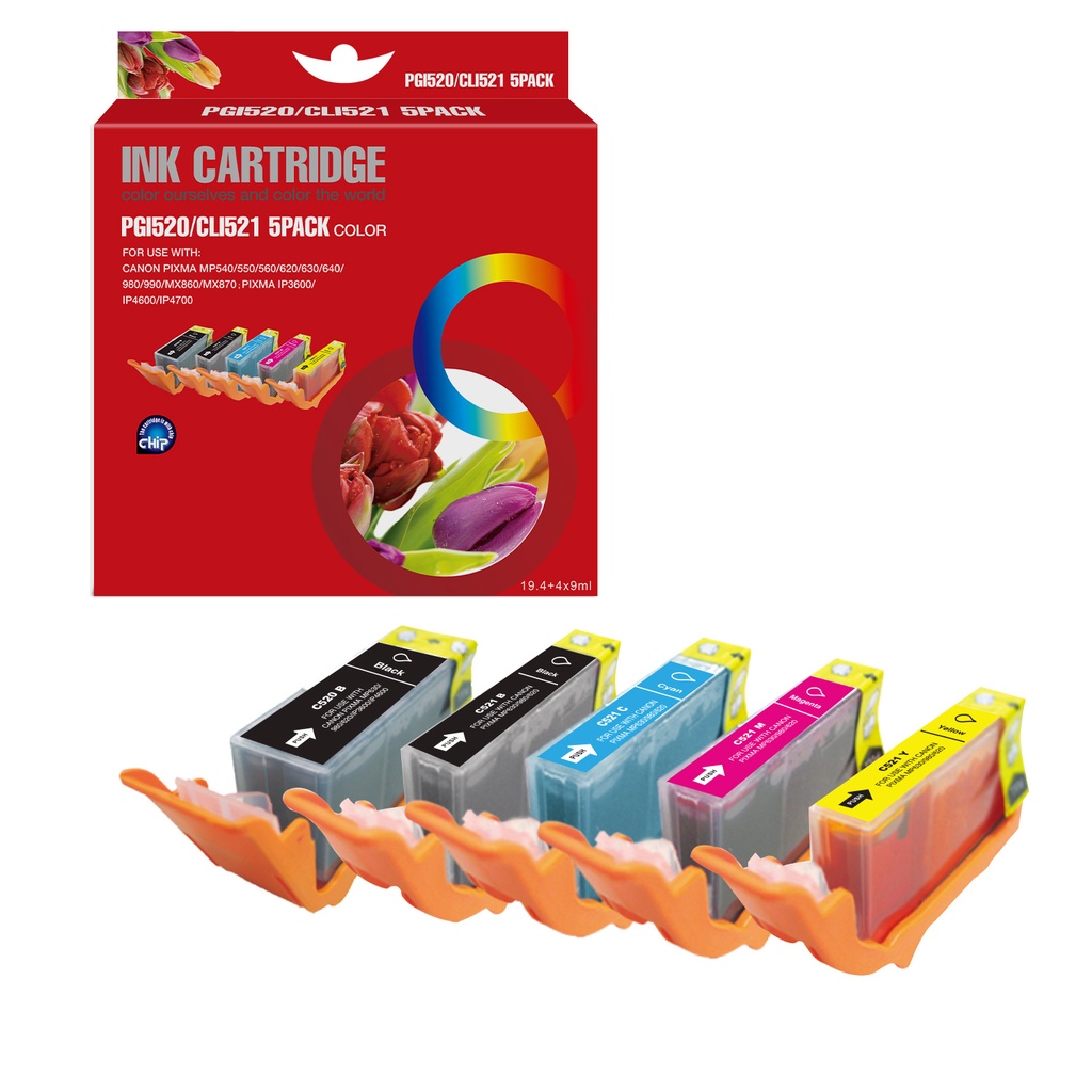 Red Box Compatible Canon PGI-520BK/CLI-521BK/C/M/Y Ink BK/BK/C/M/Y