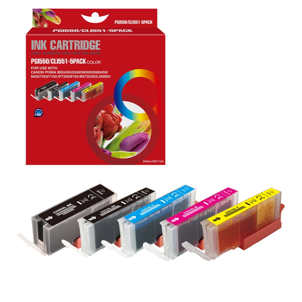 Red Box Compatible Canon PGI-550BK/CLI-551BK/C/M/Y Ink BK/BK/C/M/Y