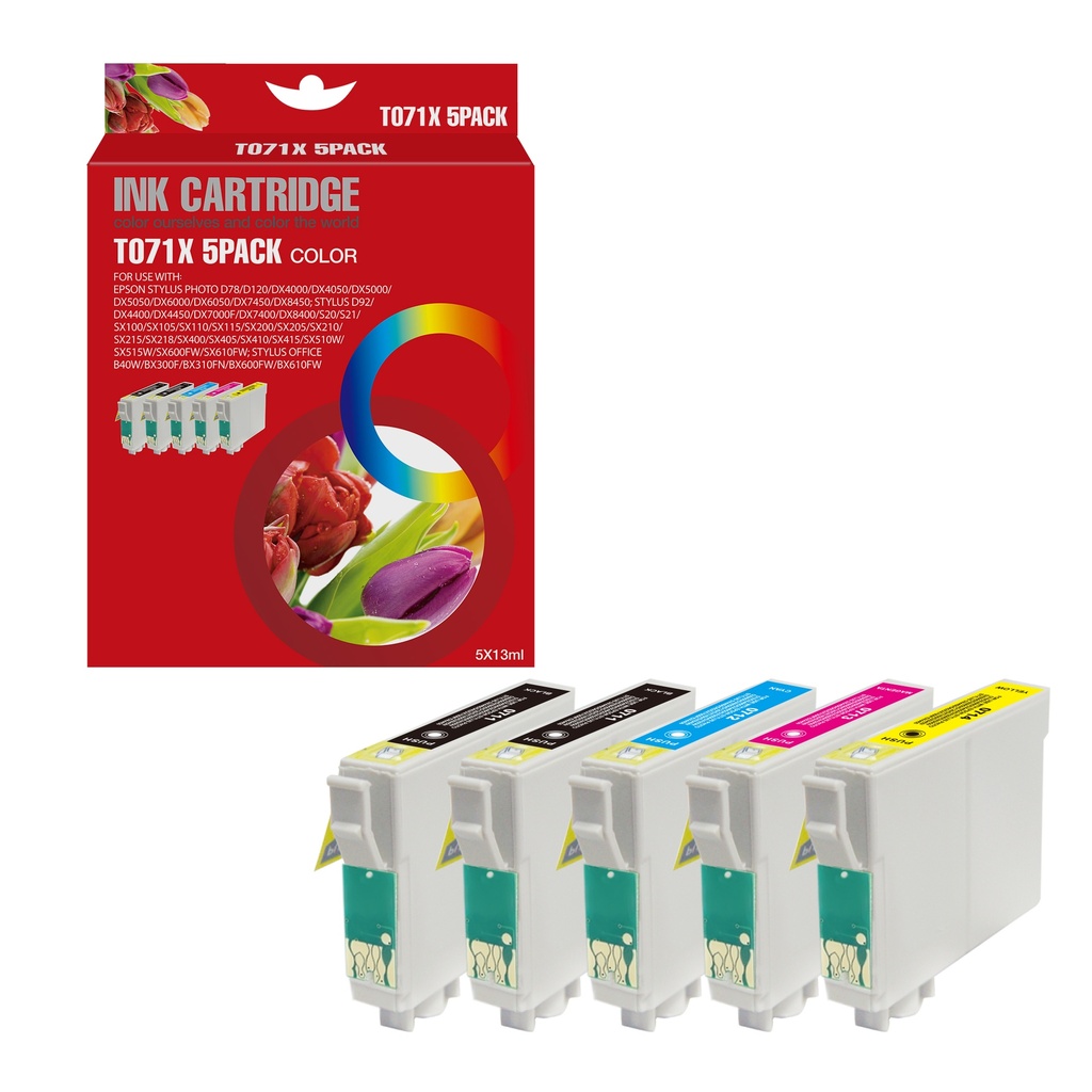 Red Box Compatible Epson T0711*2/T0712/T0713/T0714 Ink BK/BK/C/M/Y