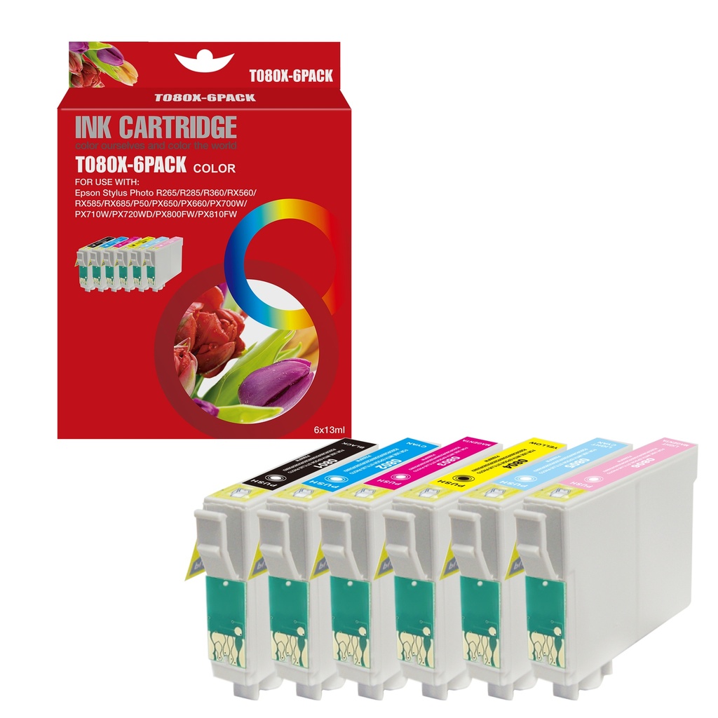 Red Box Compatible Epson T0801/T0802/T0803/T0804/T805/T806 Ink BK/C/M/Y/LC/LM