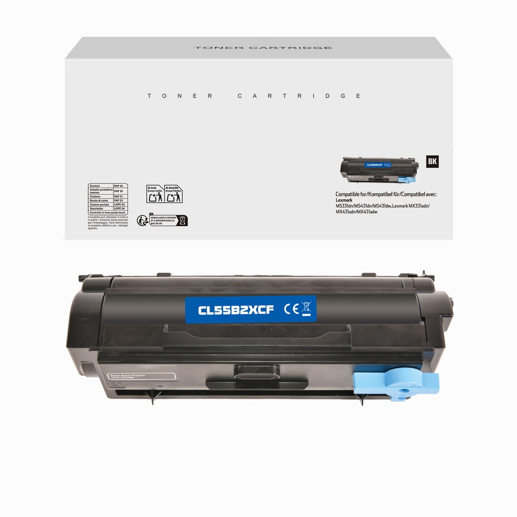 White Box Remanufactured Lexmark 55B2H00/55B2H0E Toner Mono