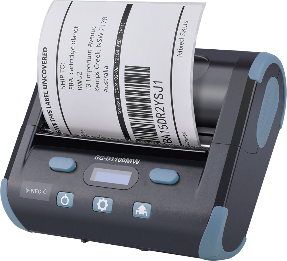 G&G Label Printer D1100MW-蓝黑色-蓝牙-英文欧规线-R2520欧盟