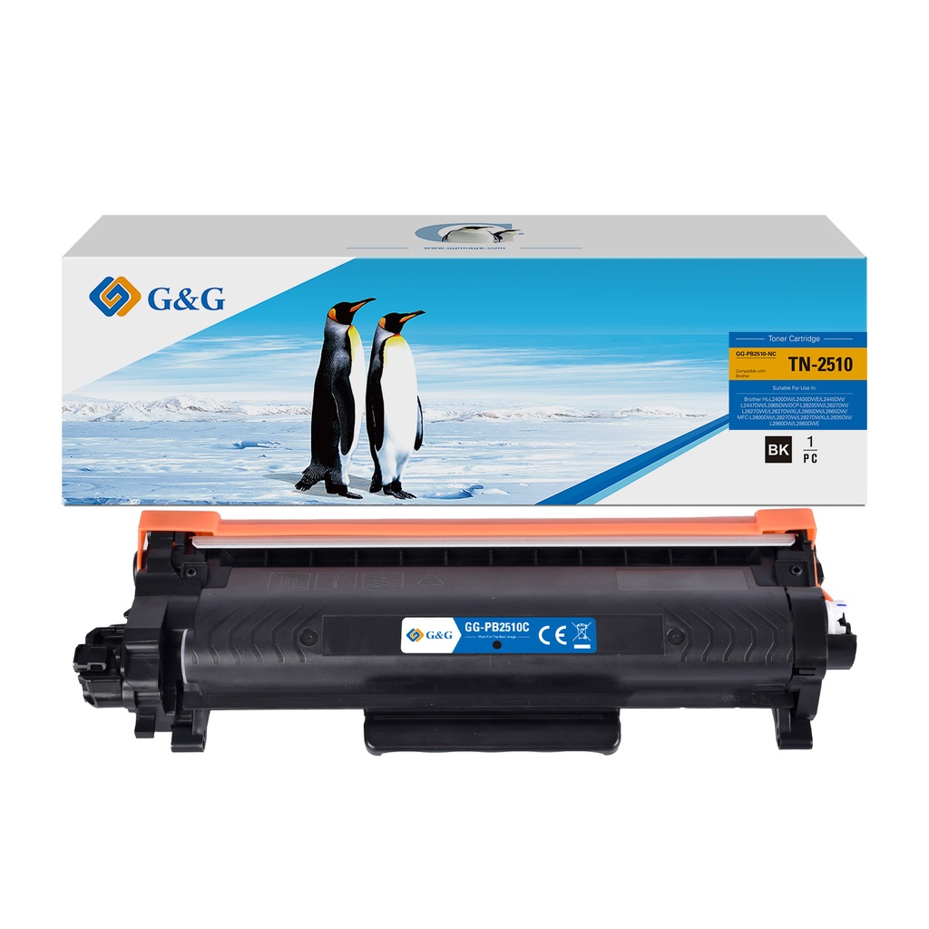 G&G Compatible Brother TN-2510 Toner Cartridge Black(No Chip)