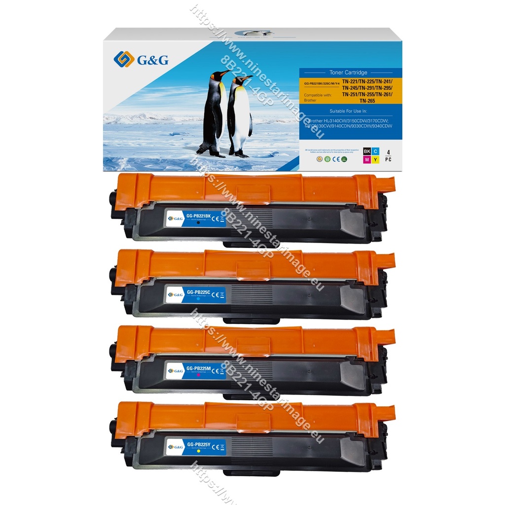 G&G Compatible Brother TN-221BK/TN-225C/TN-225M/TN-225Y Toner Black/Cyan/Magenta/Yellow