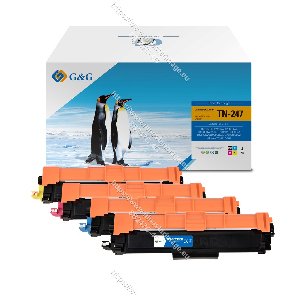 G&G Compatible Brother TN-247BK/TN-247C/TN-247M/TN-247Y Toner Black/Cyan/Magenta/Yellow