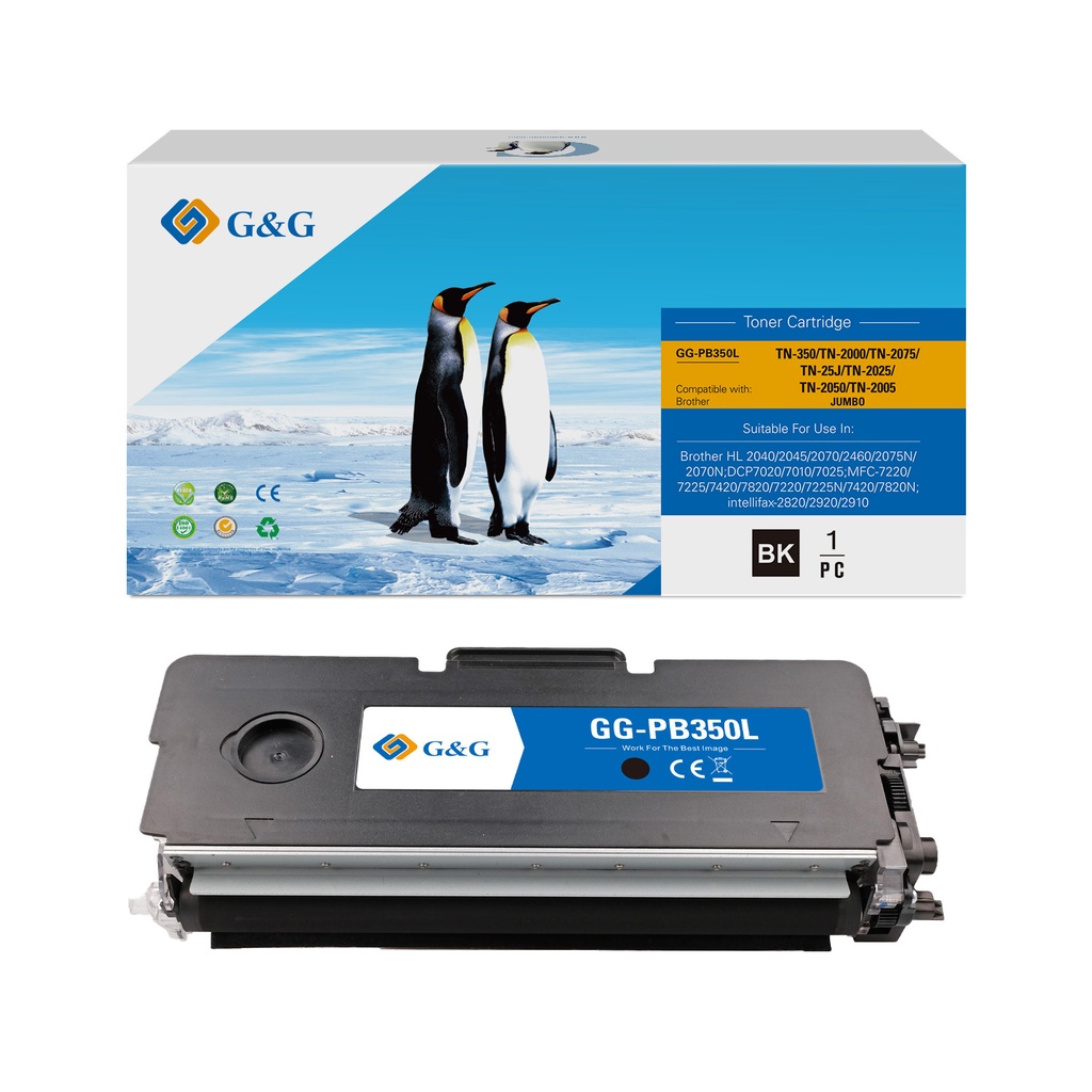 G&G Compatible Brother TN-350/TN-2000/TN-2075/TN-25J/TN-2025/TN-2050/TN-2005 Toner Mono