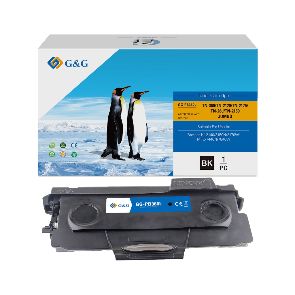 G&G Compatible Brother TN-360/TN-2120/TN-2175/TN-26J/TN-2150 Toner Mono