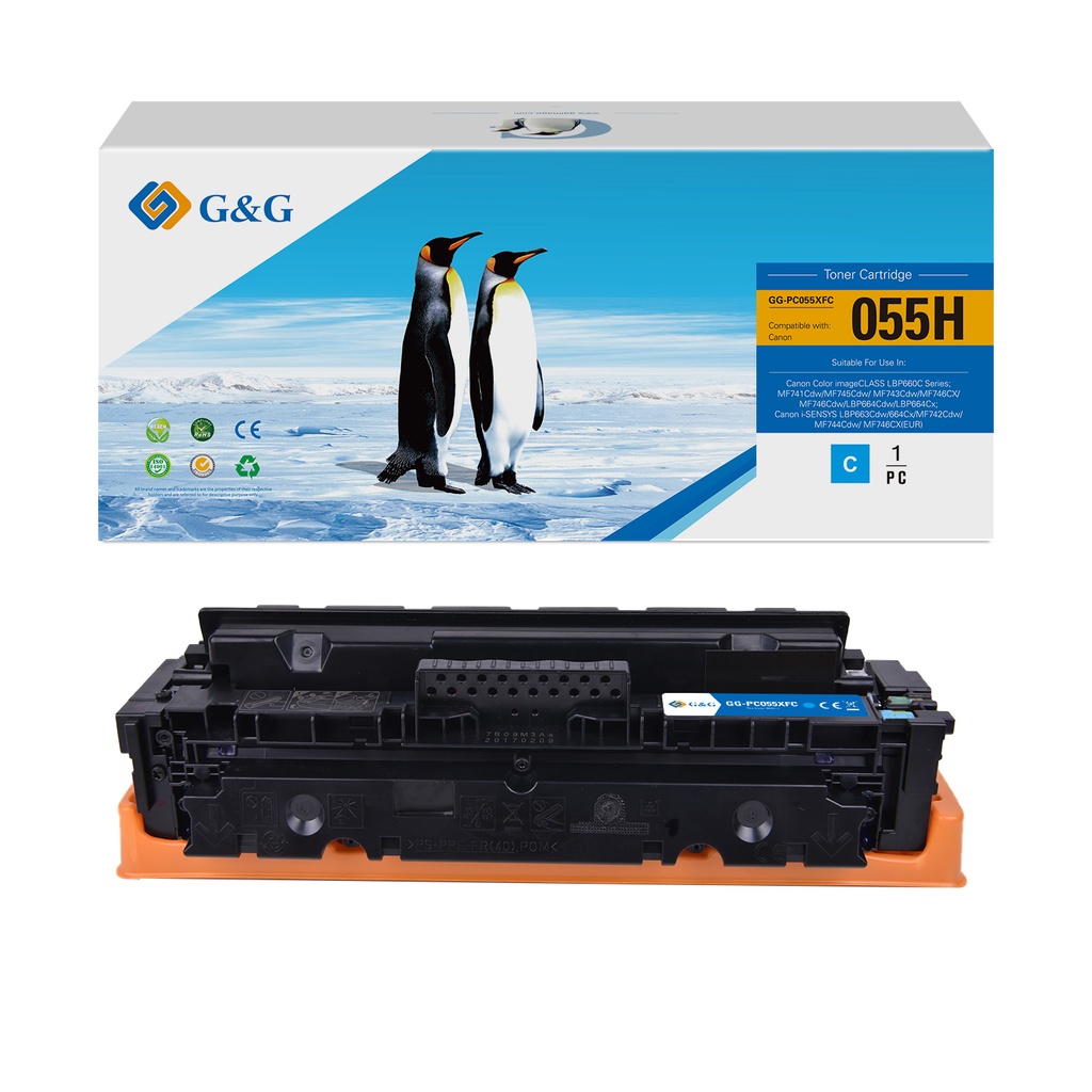 G&G Remanufactured Canon Toner 055H? Cyan/Cartridge 055H Cyan Toner Cyan