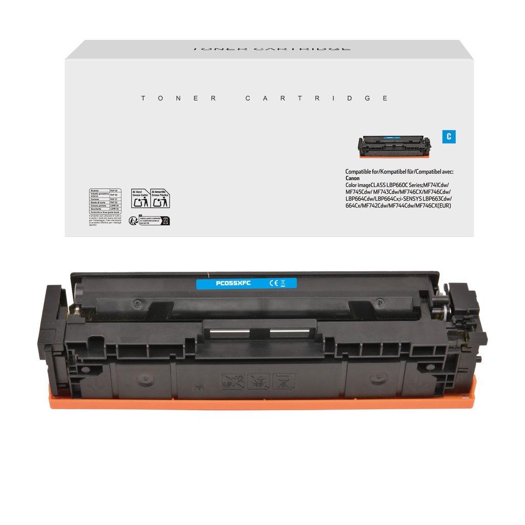 White Box Remanufactured Canon Toner 055H  Cyan/Cartridge 055H Cyan Toner Cyan