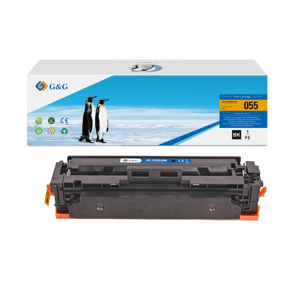 G&G Compatible Canon Toner 055 Black/Cartridge 055 Black Toner Black(No Chip)