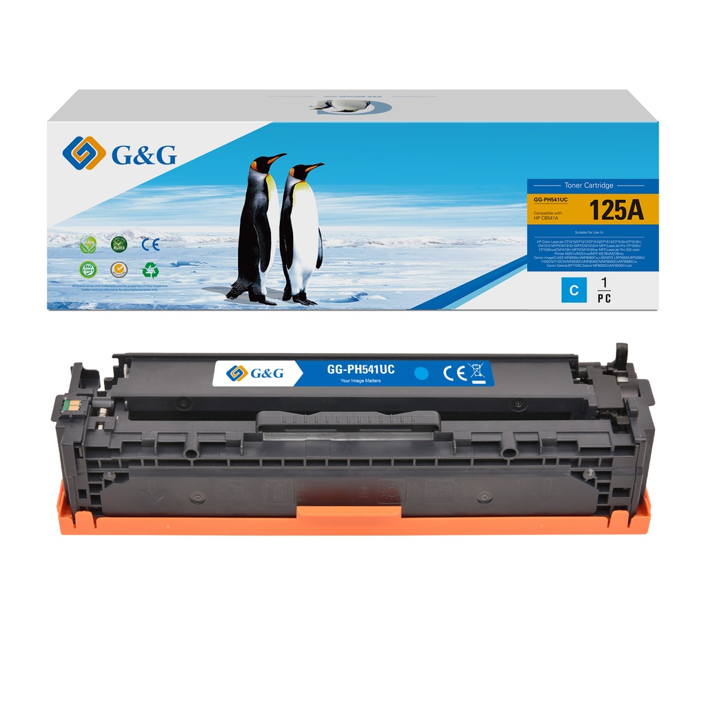 G&G Compatible HP CB541A/CE320A/CF210X/Canon CRG116C/CRG716C/CRG316C Toner C