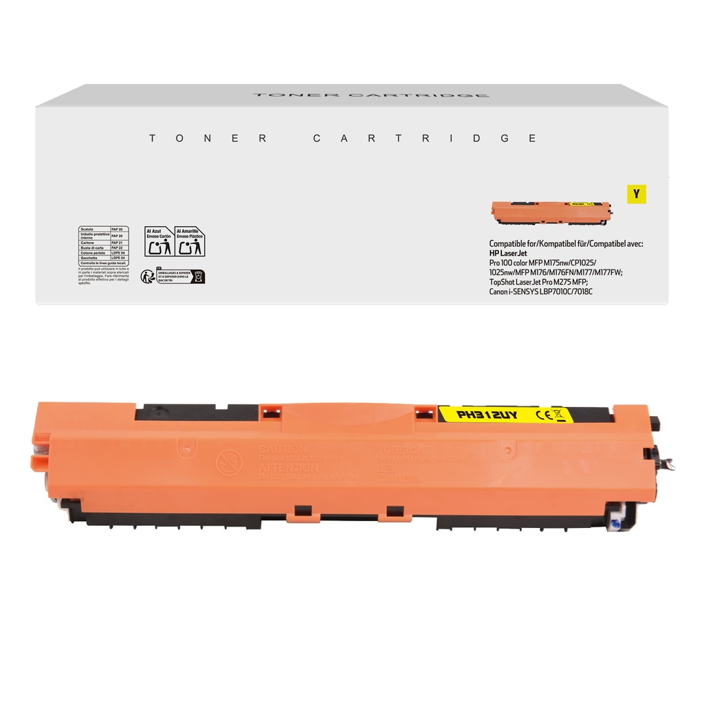 White Box Compatible HP CE312A/CRG129Y/CRG729Y/CRG329Y/CF352A Toner Yellow