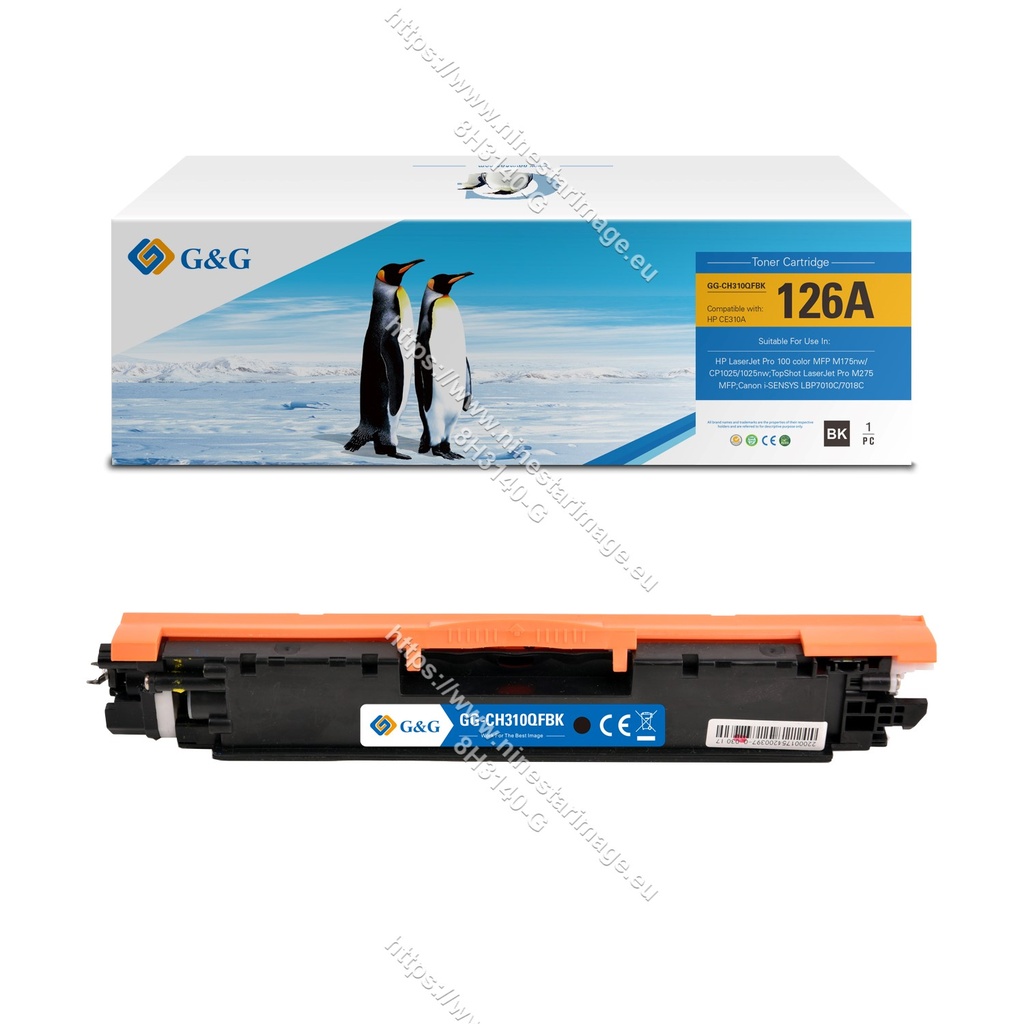 G&G Remanufactured HP CE310A/CRG129BK/CRG729BK/CRG329BK Toner Black
