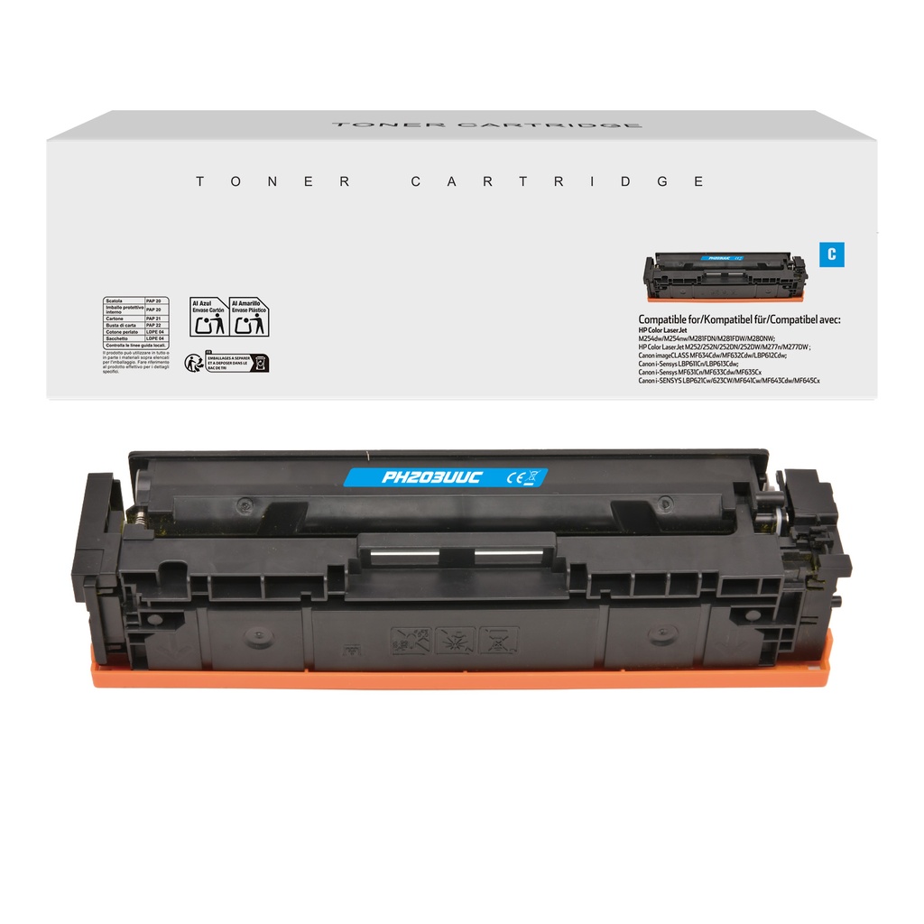 White Box Compatible HP CF541A(203A)/CF401A(201A)/Canon 054/045 Toner C