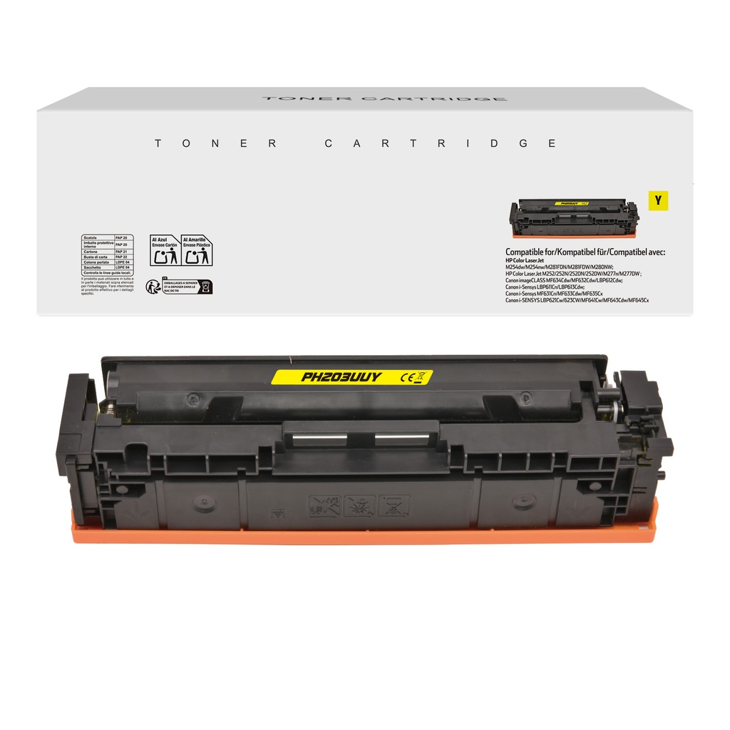 White Box Compatible HP CF542A(203A)/CF402A(201A)/Canon 054/045 Toner Y