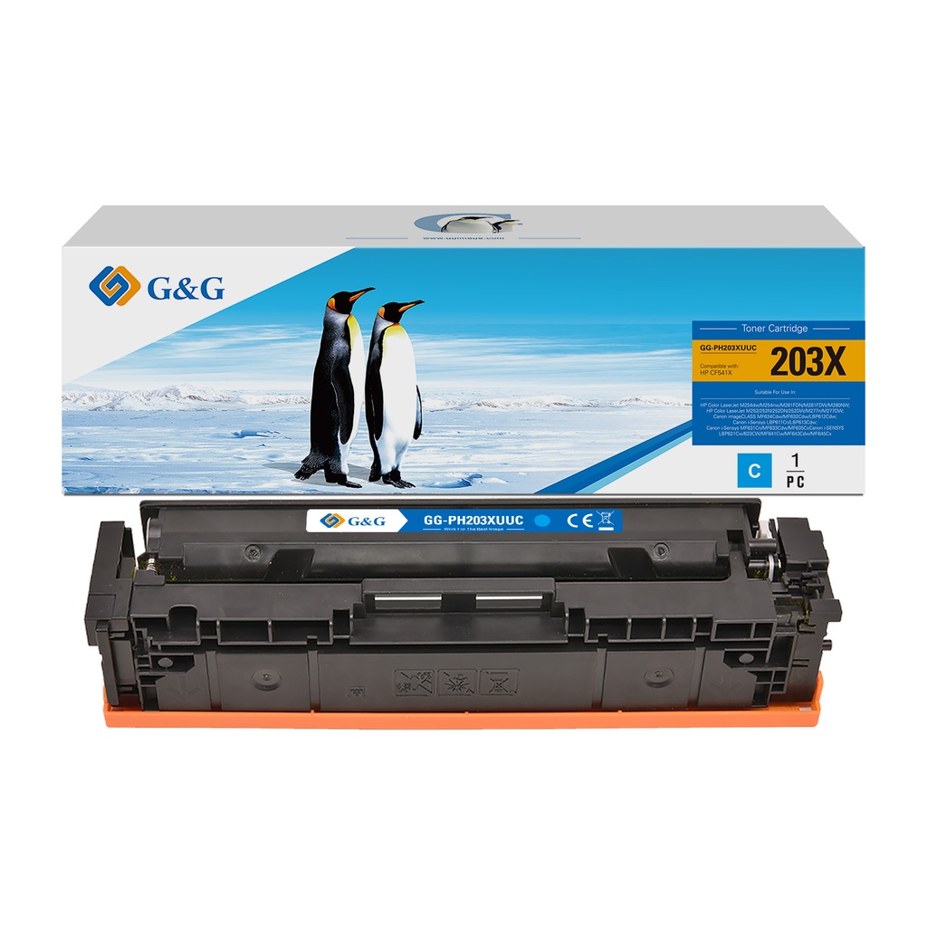 G&G Compatible HP CF541X/CF401X, Canon 045H/054H Toner Cyan