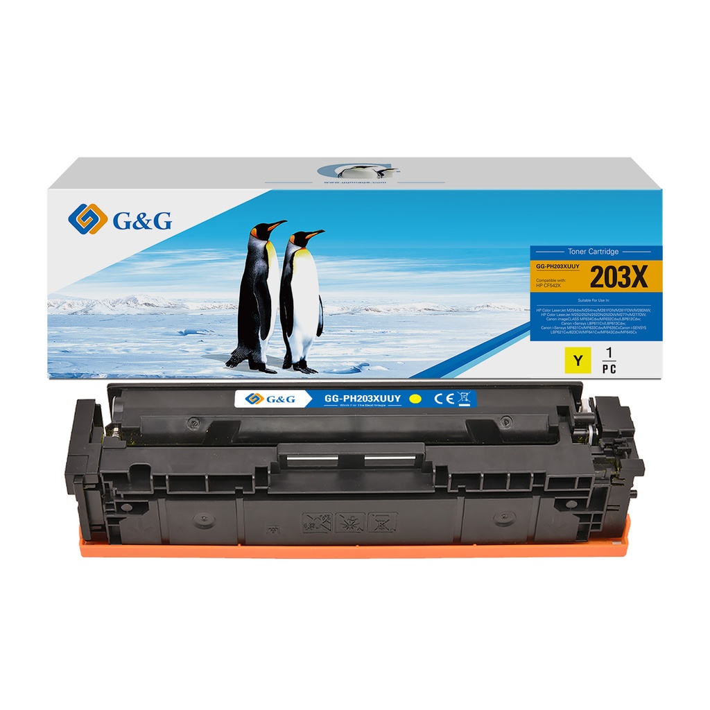 G&G Compatible HP CF542X/CF402X, Canon 045H/054H Toner Yellow