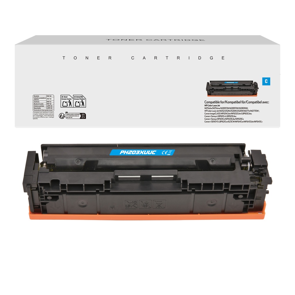 White Box Compatible HP CF541X/CF401X, Canon 054H/045H Toner Cyan