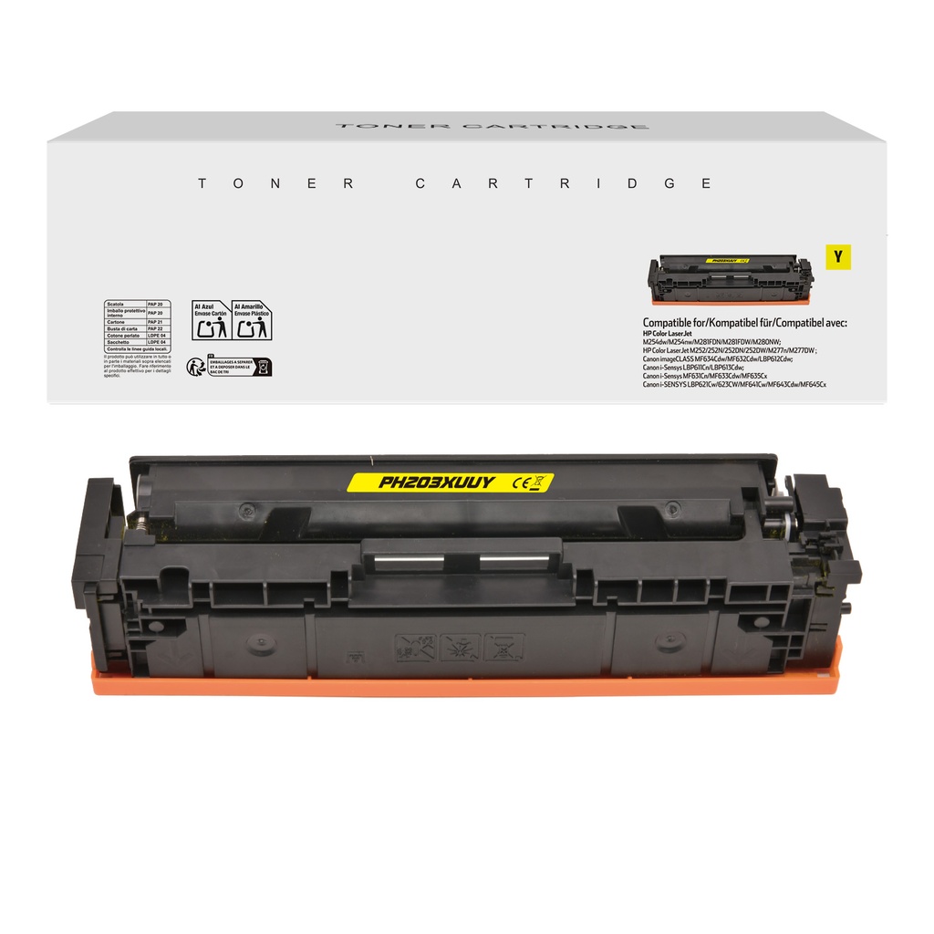 White Box Compatible HP CF542X/CF402X, Canon 054H/045H Toner Yellow